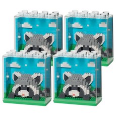 민화샵 동물 블록 액자 만들기 I240064, 4개, 라쿤