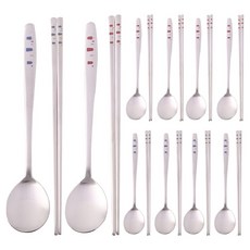 HANIL STAINLESS STEEL 不鏽鋼10人份餐具組, 湯匙 10p + 筷子 10p, 1套, 小森林 紅色, 小森林 藍色