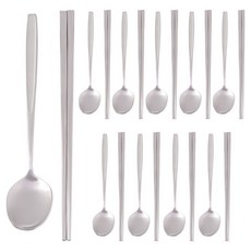 HANIL STAINLESS STEEL 不鏽鋼10人份餐具組, 湯匙 10p + 筷子 10p, 1套, 雷夫緞面