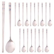 HANIL STAINLESS STEEL 不鏽鋼10人份餐具組, 湯匙 10p + 筷子 10p, 1套, 利克林