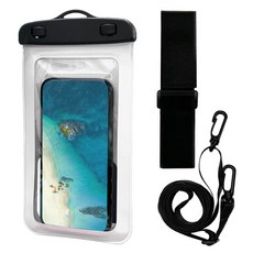 EXCCI 雙重鎖定觸控智慧型手機防水袋包 + 臂帶 + 肩帶組合, 1套, 白色