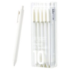 KaCO Pure Soft 凝膠中性筆 大容量黑色筆芯 0.5mm 10入組, 白色, 1套