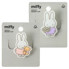 미피 아크릴 마그넷 클립 2종 세트, 테디, 플라워, 1세트