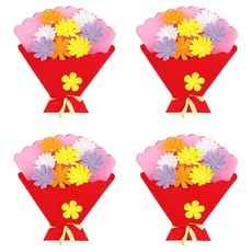 Allode 手作母親節迷你花束DIY, 4個, TYPE01 紅色