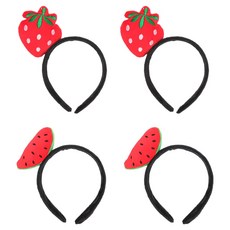Party09 水果髮帶 草莓2入 + 西瓜2入組合, 1套, 草莓, 西瓜
