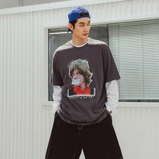 앨빈클로 남녀공용 LIPS 오버핏 반팔 티셔츠 AST4563