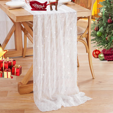 Second Best 珠飾刺繡派對桌布, 72 x 300 cm, 白色, 1個