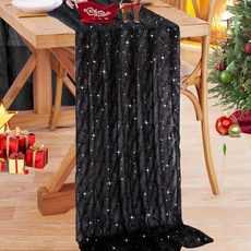 Second Best 珠飾刺繡派對桌布, 72 x 300 cm, 黑色, 1個
