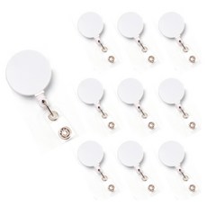 KUMIHANDS 簡約員工證伸縮扣環掛環, 白色, 10個