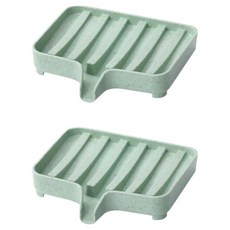 리얼피키 물빠짐 욕실 비누받침대, 그린, 2개