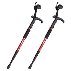 Elsso 4節可折疊方便收納彩色登山杖, 2個, 4節彎柄紅色