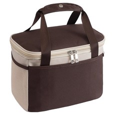 葉子小舖 極簡日式 大容量手提保冷/保溫便當包, 咖色, 1個