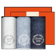 Songwol 松月 Thank You 洗臉毛巾 190g 3件組 + 紙腰帶 家庭月禮品組 + 購物袋, 1套, 象牙白, 天空藍, 藍色