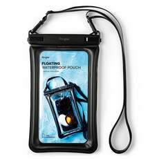 Ringke 漂浮氣墊一鍵式手機防水袋 + 掛繩組, 1套, 黑色