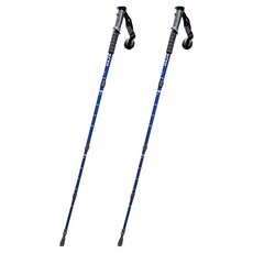 Elsso 4節可折疊方便收納彩色登山杖, 2個, 4節直柄藍色