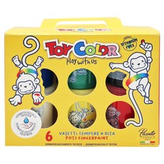 TOY COLOR 兒童無毒水洗手指膏 安全無毒水洗配方, 6色, 80ml