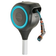 GARDENA 嘉丁 立式自動水管捲盤 20m 18614 + 優質舒適噴嘴 304 套組, 1套, 混合色