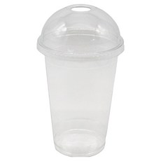 ksco 透明PET冰杯 590ml + 圓頂蓋套組, 1入, 100套