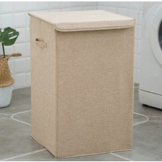 頂級可折疊布料收納整理洗衣籃, 米色