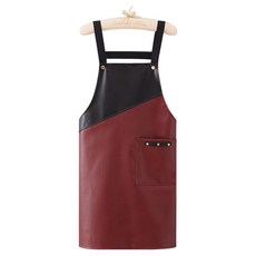 Leovince 配色皮革圍裙, 酒紅色