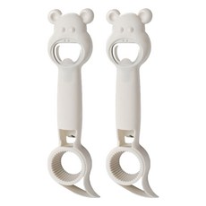 곰돌이 다목적 4 in 1 병 캔 오프너, 1 화이트, 2개