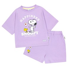 JELISPOON 女童透氣 Peanuts 史努比 Happiness 半短版上下套裝