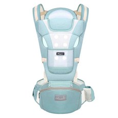 ANTIAN 嬰兒雙肩背帶/可收納腰凳背巾/透氣多功能新生兒背板, 藍色