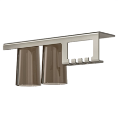 磁吸倒扣牙刷杯架 附免釘膠 雙人兩杯 浴室收納, 1個, 槍灰色