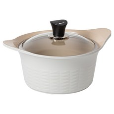 SILVERSTAR 電磁爐 쿡쿡 陶瓷塗層鑄造雙耳鍋, 20cm, 1個, 象牙白