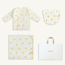베이비앤아이 유아용 여름 배냇저고리 + 속싸개 + 턱받이 돌잔치 답례 출산선물 3종 세트