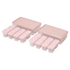 비트리 휘어지는 냉동실 정리용기 세트 시즌2 핑크 2.3L x 2p + 큐브 100ml x 16p, 1세트