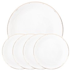 HANKOOK CHINAWARE 骨瓷 Gold Wishes 家庭自助餐盤5件組, 1套, 盤子 16.5公分 4入 + 盤子 27公分, 混合色