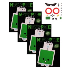 New Space 加厚款卡通記事本 4入 + 貼紙 4入 組, 1套, 檸檬