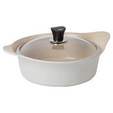 SILVERSTAR Cook Cook IH 電磁爐用陶瓷塗層鑄鐵鍋, 24cm, 1個, 象牙白