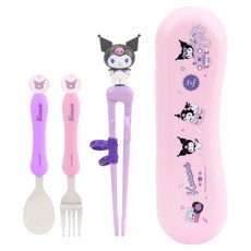 LiLFANT 幼兒用 The Stick Max Grippy餐具盒 4件組, 1套, 酷洛米, 筷子 + 湯匙 + 叉子 + 餐具盒