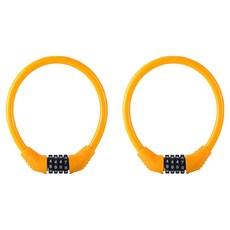 정상아이앤 도난방지 잠금 자전거 자물쇠 와이어락, 옐로우, 2개