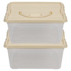 AllULiving 長方形生活收納箱, 2個, 米色