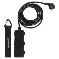 Breeze Moon 高功率露營延長線 3孔 3m + 登山扣型魔鬼氈束帶組, 摩登黑, 1套