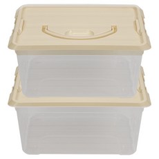 AllULiving 長方形生活收納箱, 2個, 淺褐色