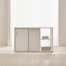 장인가구 다움 슬라이딩 선반 수납장 1200 방문설치, 크림 화이트