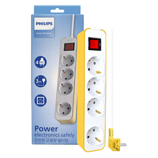 PHILIPS 飛利浦 高功率過載保護4孔延長線 CHP2145, 3m, 黃色, 1個