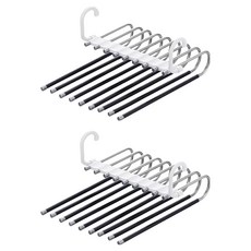 JJOEE 善用空間防滑折疊式9層褲架, 白色, 2個