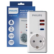 PHILIPS 飛利浦 無線防突波延長線 1孔 CHP8010W 16A 250V, 1個, 11.5cm, 混合色