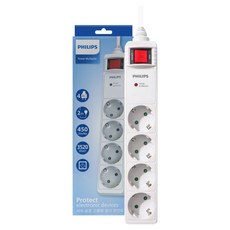 필립스 서지보호 프로 고용량 과부하차단 16A 250V 멀티탭 4구 CHP6242GA, 2m, 화이트, 1개