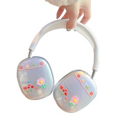 Allode 可愛圖案AirPods Max保護殼套組, 單一商品, NO.01 粉紅花朵