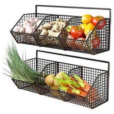 벽걸이 프레임 3단 선반 바구니 BRP079, 블랙, 2개