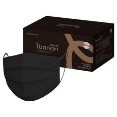 ibanari 大型醫療口罩, 50入, 純黑色, 1個
