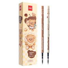 deLi 得力 Butter Bear 奶油熊 0.5mm 中性筆芯 20入組, 1套, 白色 10支 + 棕色 10支
