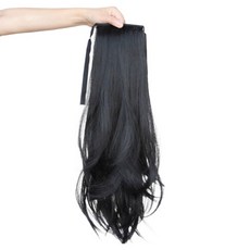 난리시스터즈 반가발 세미 웨이브 포니테일 스트랩 붙임머리 50cm, 내추럴블랙, 1개