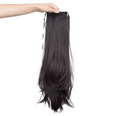 鬧事姊妹 半頂假髮 半波浪馬尾綁帶接髮, 棕黑色, 1個